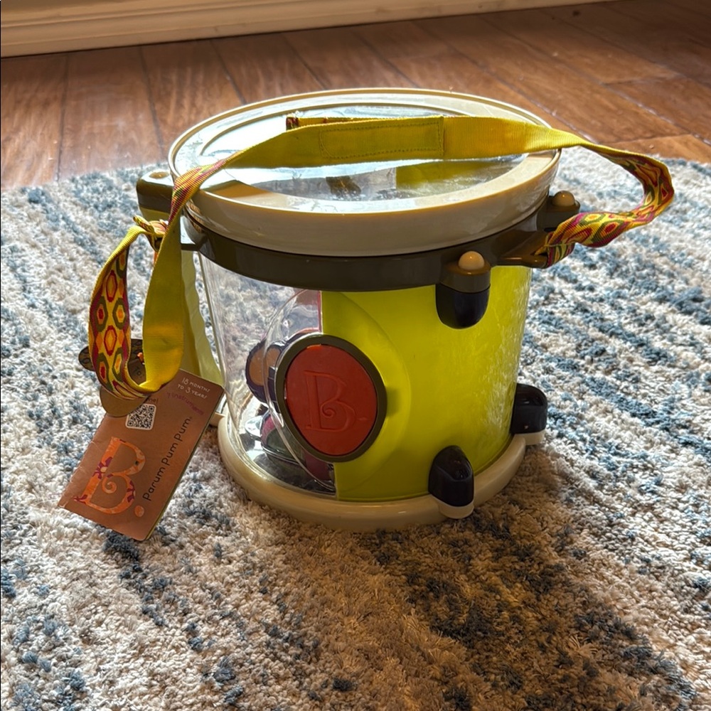 Vibrant Green and Yellow Learning Drum with Handles